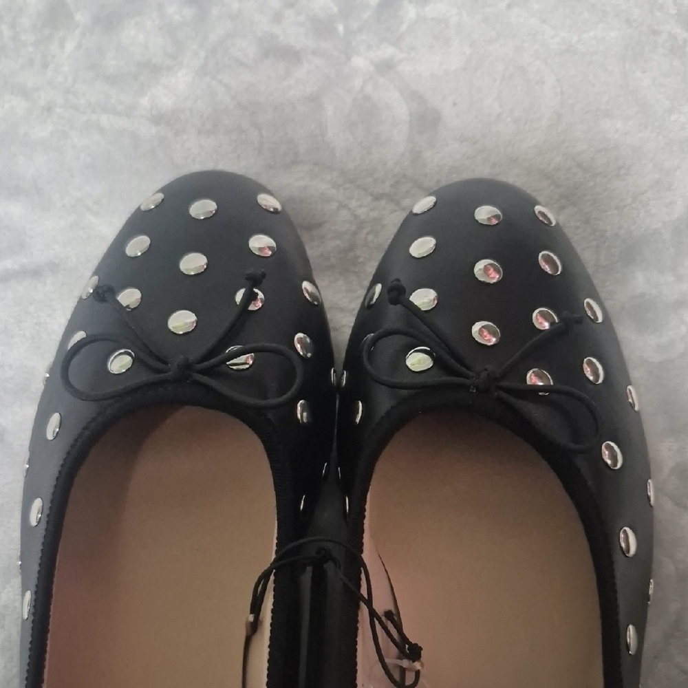 Time and Tru Black Studded Ballet Flats Asst Sizes - Picture 4 of 5